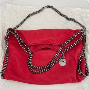 Stella McCartney Red and Silver Falabella Fold Over Bag